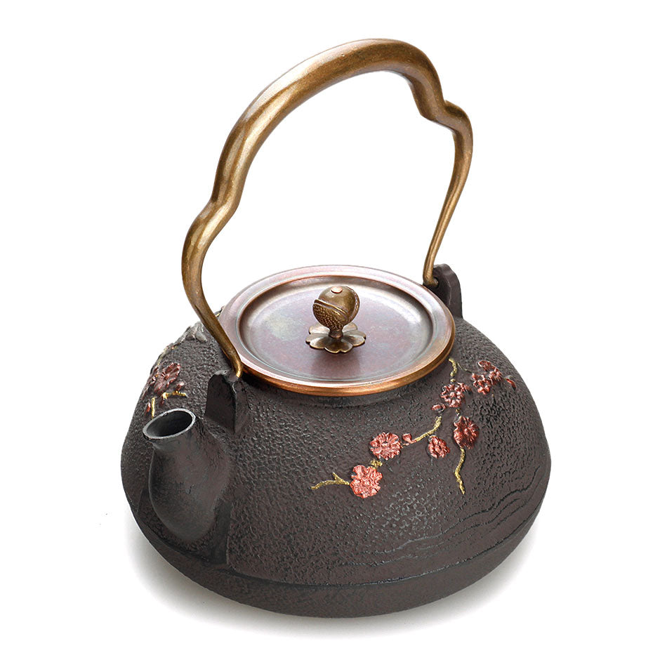 Japanese Magpie Plum Cast Iron Teapot