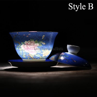 Enamel Porcelain Flowers Gaiwan