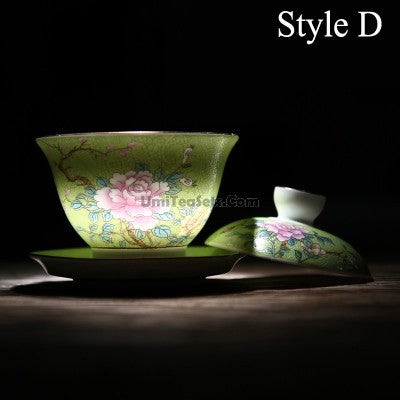 Enamel Porcelain Flowers Gaiwan