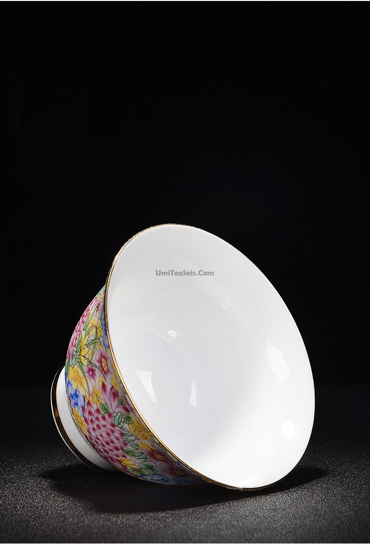 Enamel Porcelain Flowers Gaiwan
