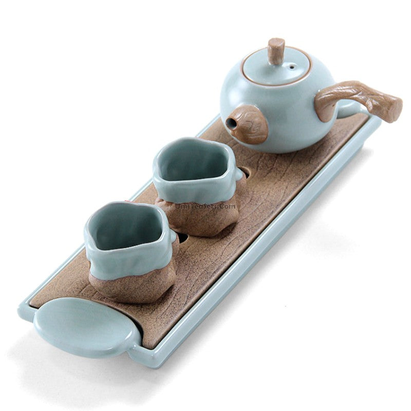 Japanese Ruyao Kyusu Tea Set With Tray