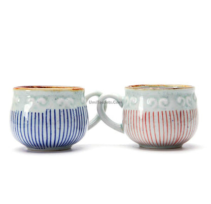 (Set of Two) Japanese Tea Cup With Handle And Saucer