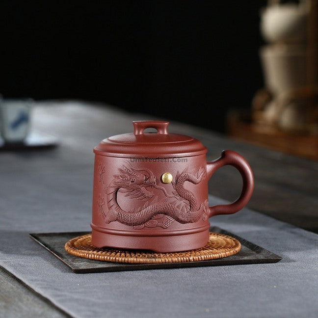Yixing Purple Clay Carved Dragon Tea Mug