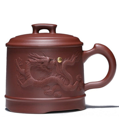 Yixing Purple Clay Carved Dragon Tea Mug