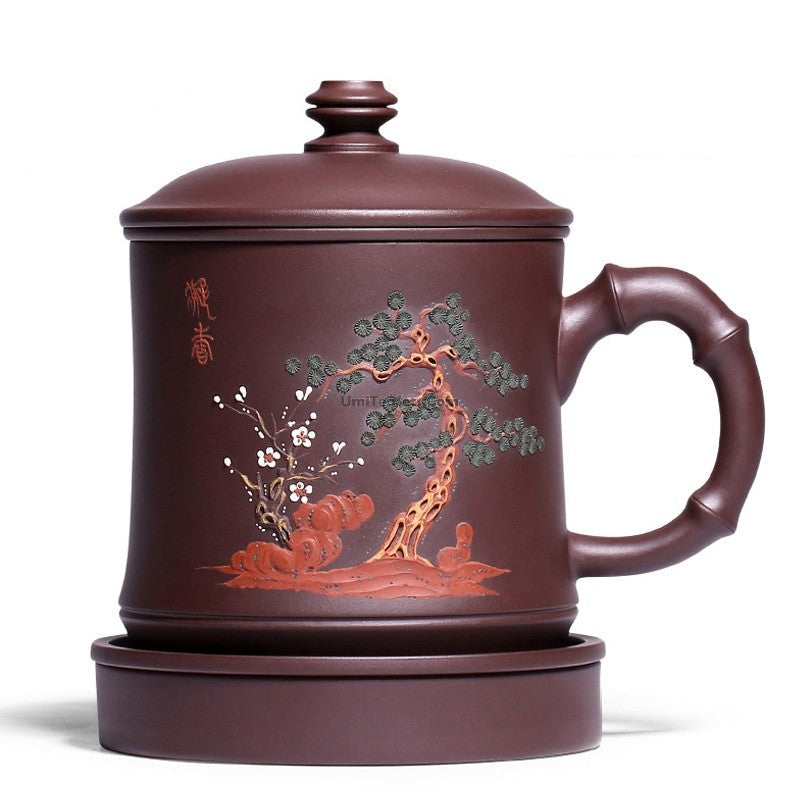 Yixing Clay Tea Cup With Infuser And Stand