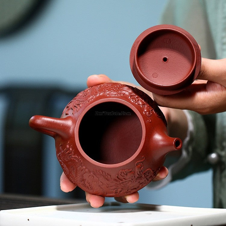 Yixing Red Clay Dragon Shi Piao Teapot
