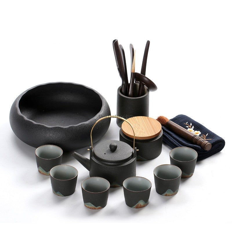 Japanese Zen Black Ceramic Tea Set