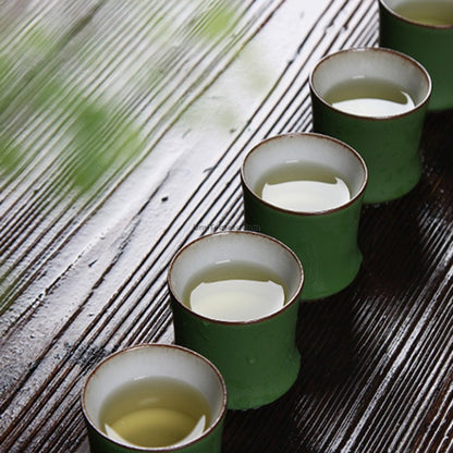 Chinese Green Bamboo Porcelain Tea Set