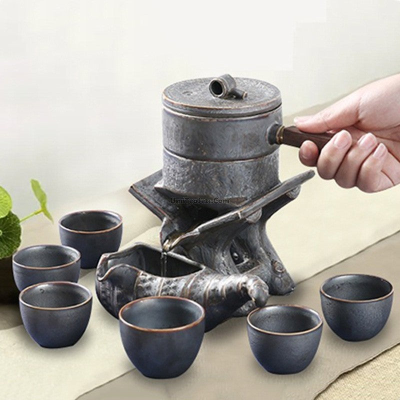 Automatic Stone Mill Bamboo Tea Set