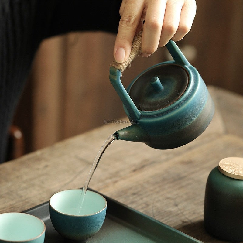 Japanese Cyan Ceramic Tea Set