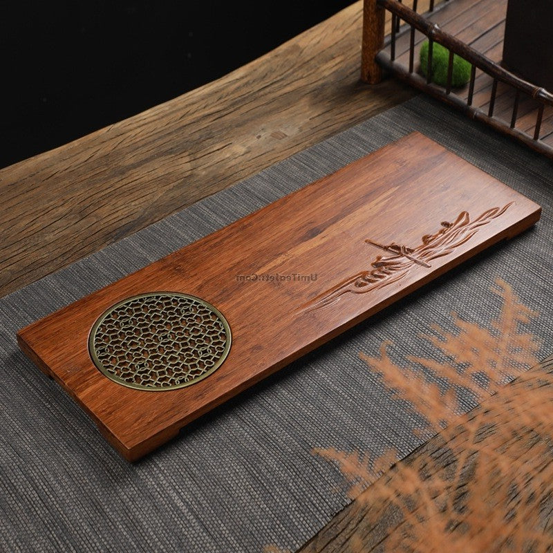 Wooden Tea Tray With Copper Stand