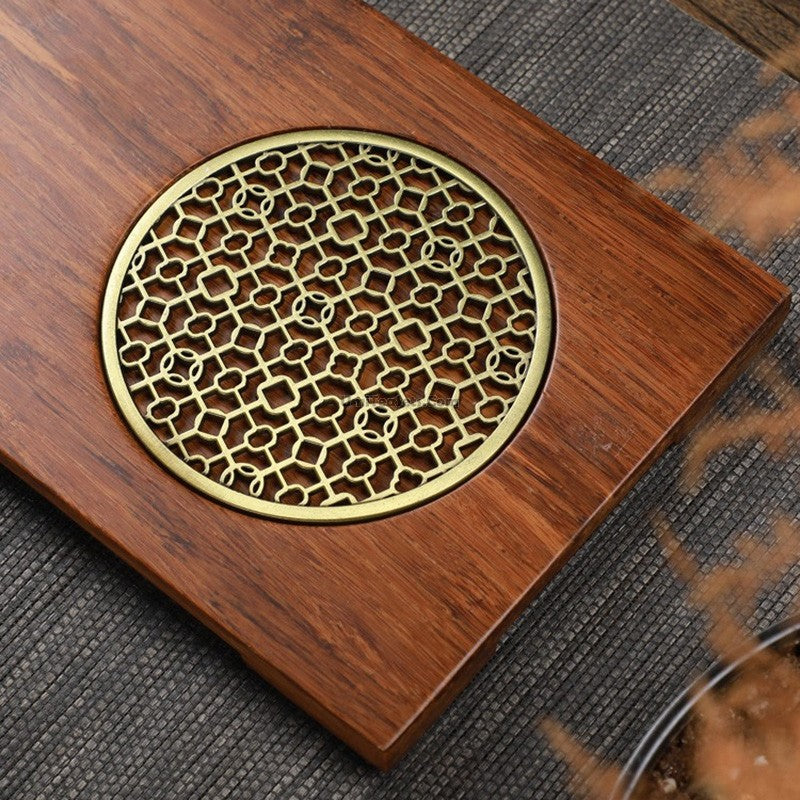 Wooden Tea Tray With Copper Stand