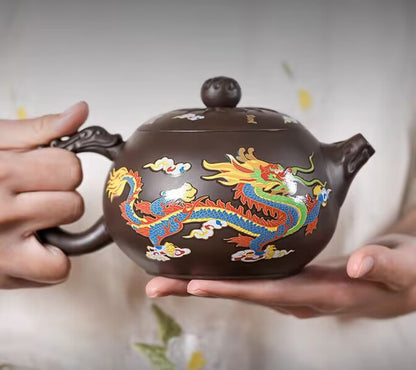 Purple Clay Color Changing Dragon Teapot