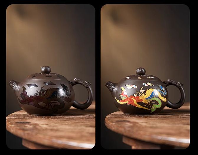 Purple Clay Color Changing Dragon Teapot