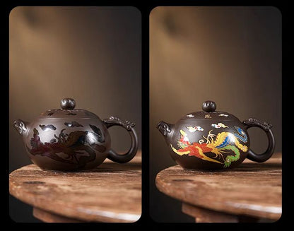 Purple Clay Color Changing Dragon Teapot