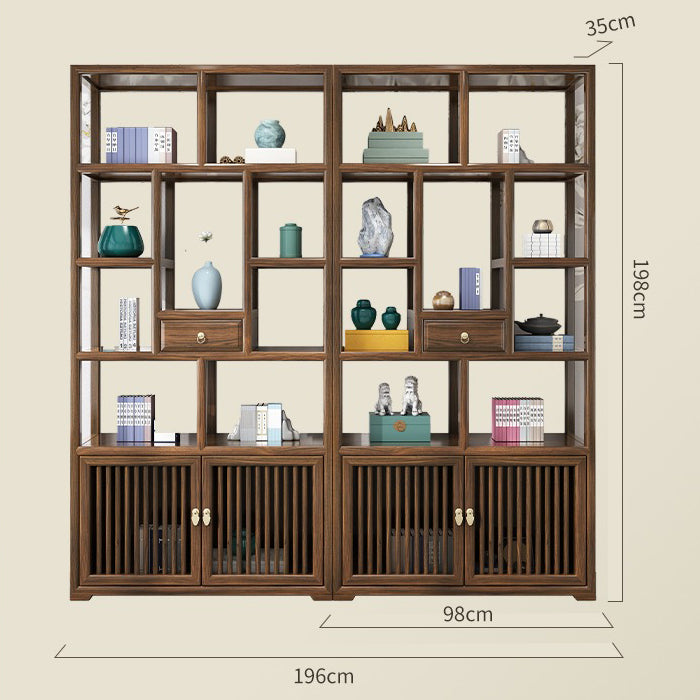 Elm Wood Curio Display Cabinet Shelf