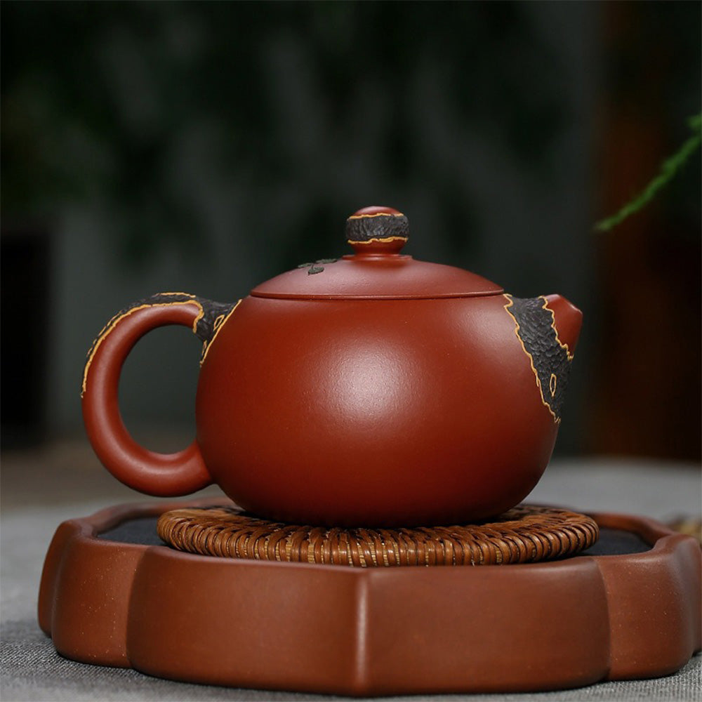 Yixing Da Hong Pao Clay Pine Teapot - Thumbnail 4