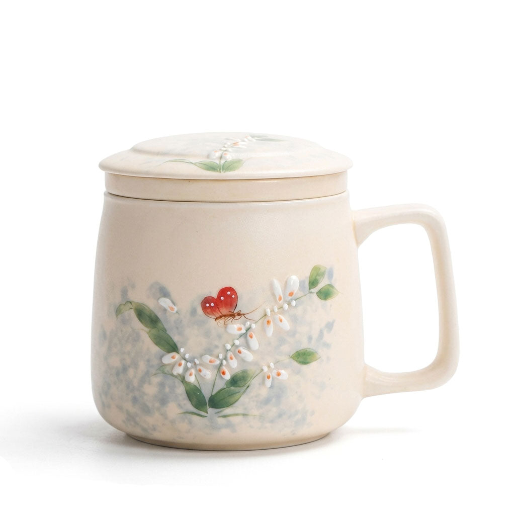 Dancing Butterfly Ceramic Tea Cup With Infuser