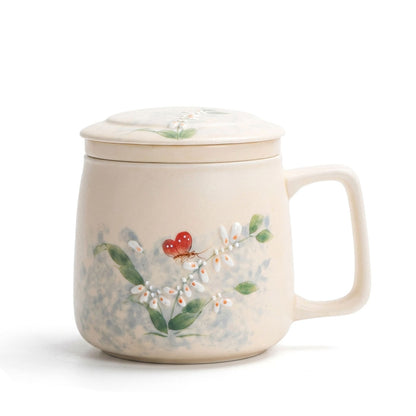 Dancing Butterfly Ceramic Tea Cup With Infuser