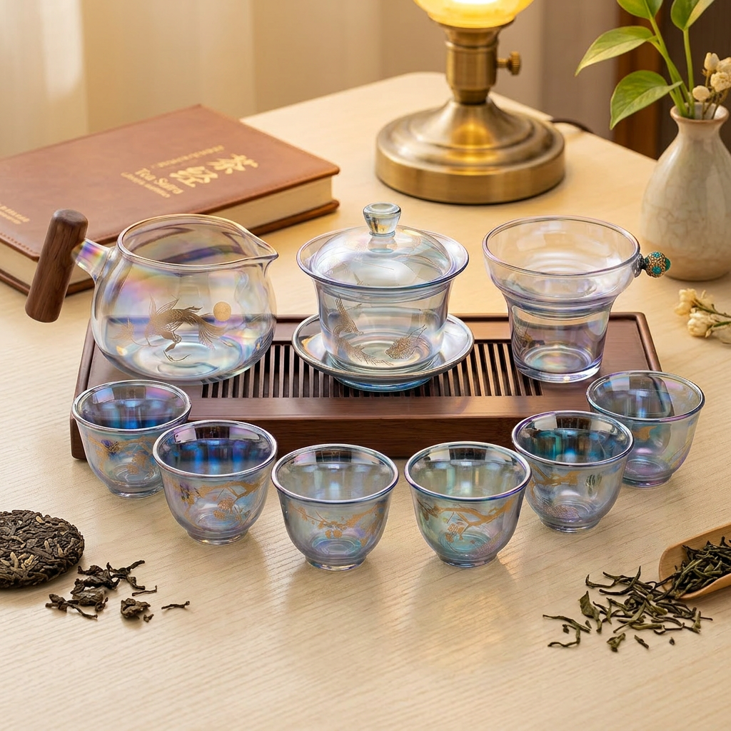 Iridescent High Borosilicate Glass Gaiwan Tea Set