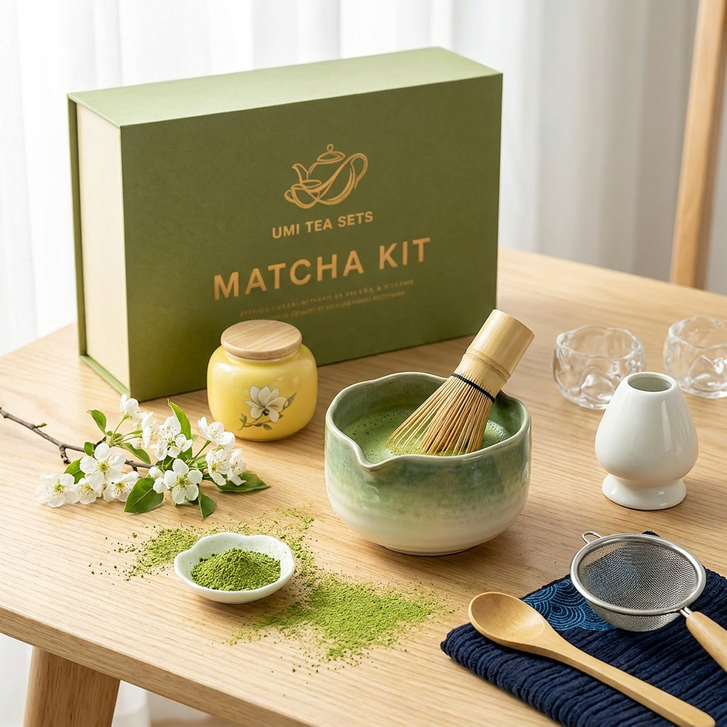 Japanese Kiln Changed Green Matcha Tea Set