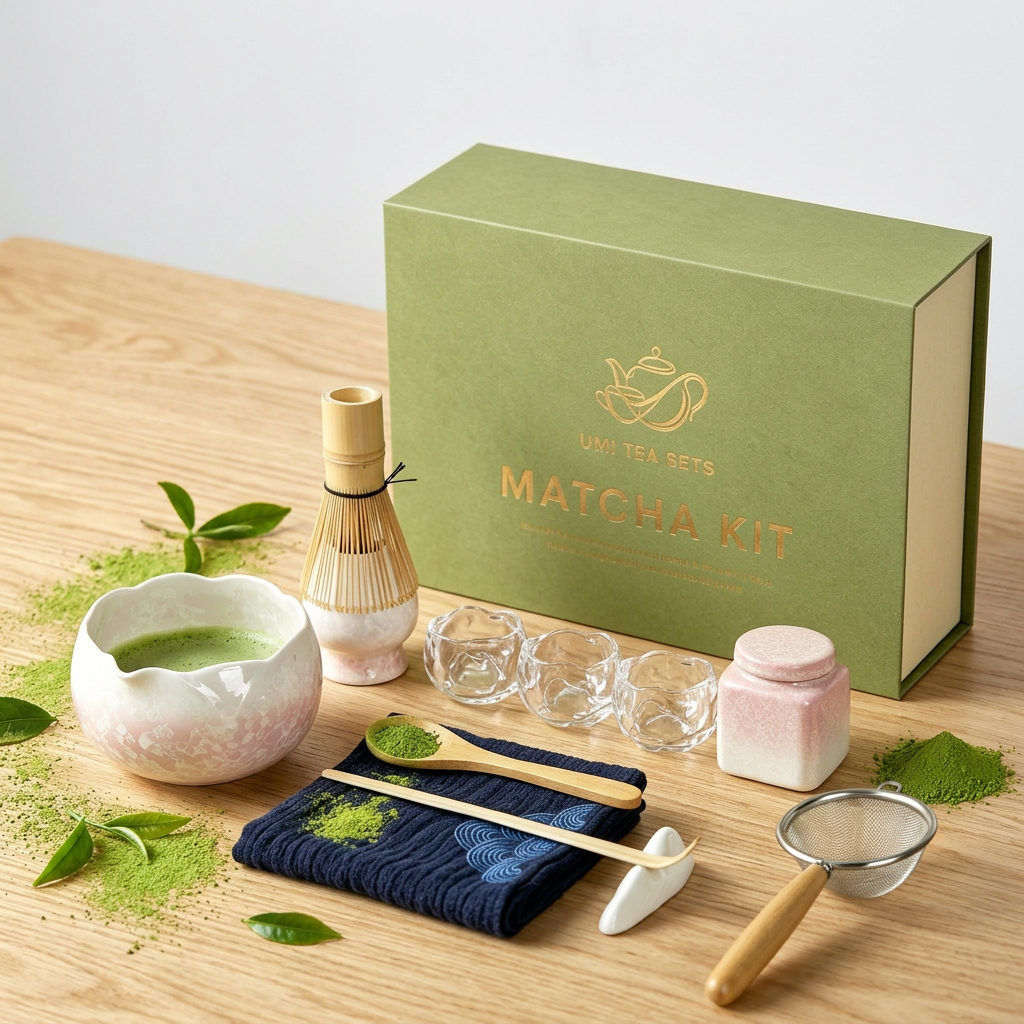 Crystalline Glaze Pink Flower Matcha Tea Set