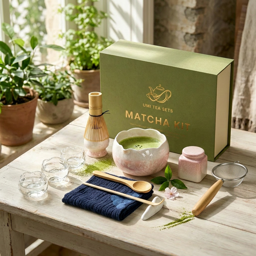 Crystalline Glaze Pink Flower Matcha Tea Set