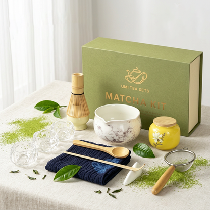 Japanese Marble-textured Ceramic Matcha Tea Set