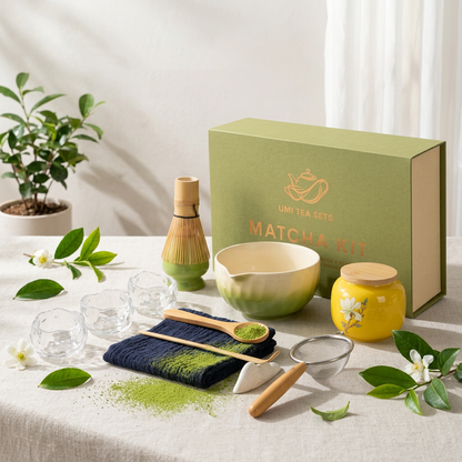 Japanese Gradient Green Ceramic Matcha Tea Set