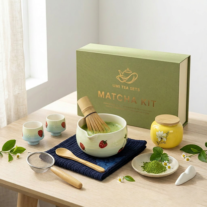 Japanese Strawberry Ceramic Matcha Tea Set