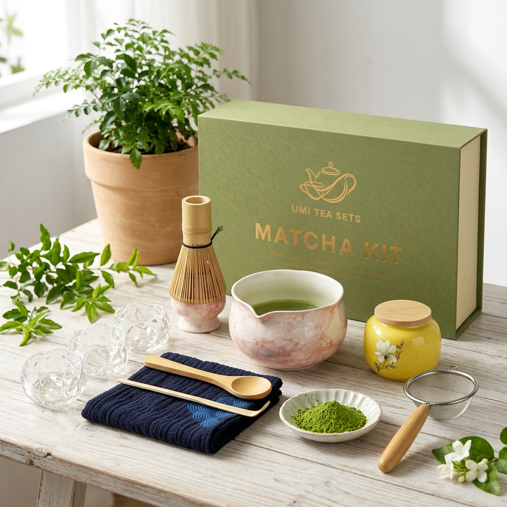Japanese Marble-textured Ceramic Matcha Tea Set