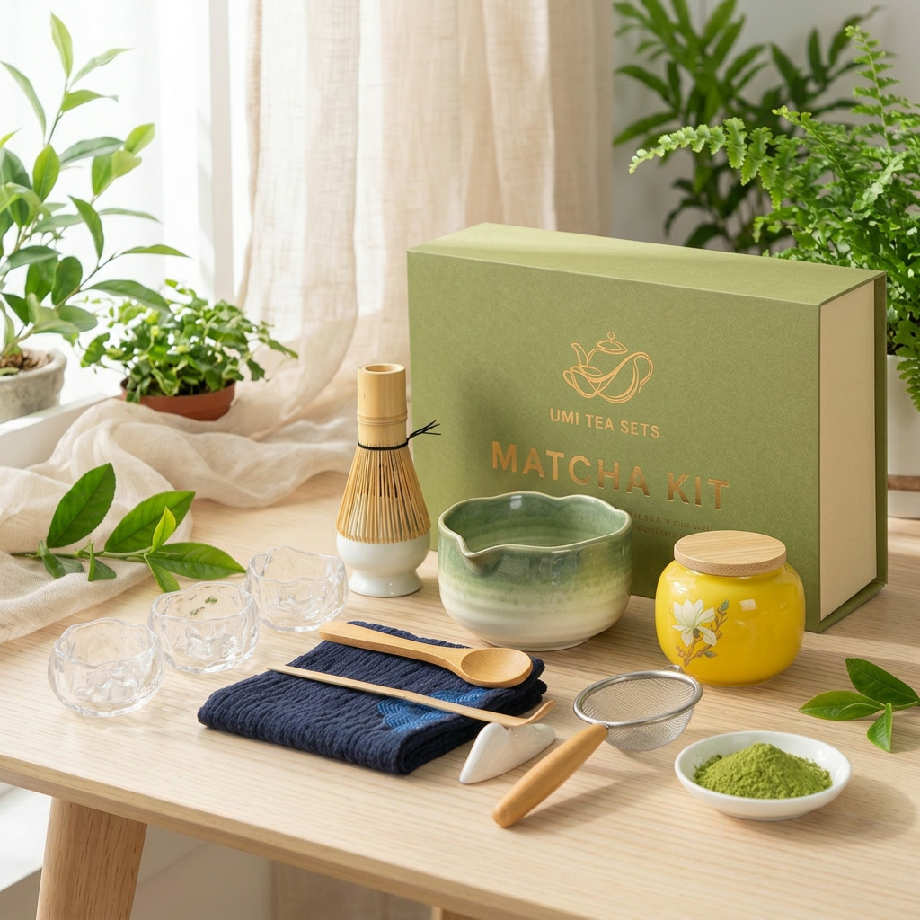 Japanese Kiln Changed Green Matcha Tea Set