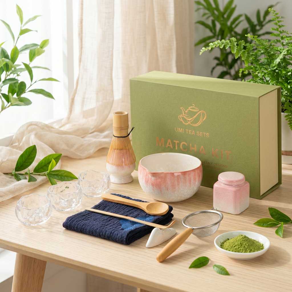 Crystalline Glaze Pink Gradient Matcha Tea Set