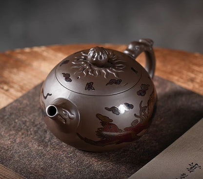 Purple Clay Color Changing Dragon Teapot