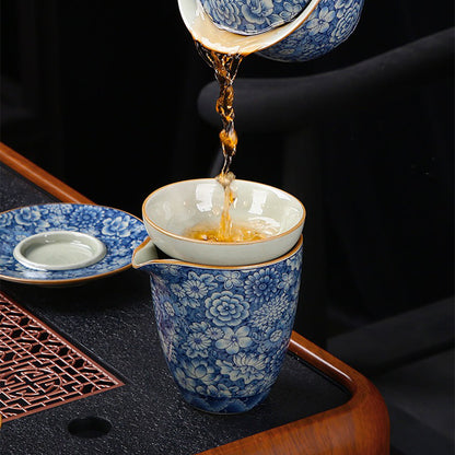 Ruyao Blue And White Flower Tea Set