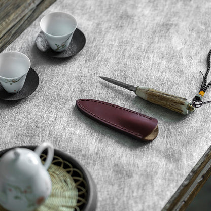 Poplar Wood Tea Knife With Leather Case