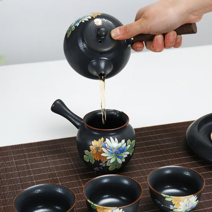 Iron Style Chinese Flowers Tea Set