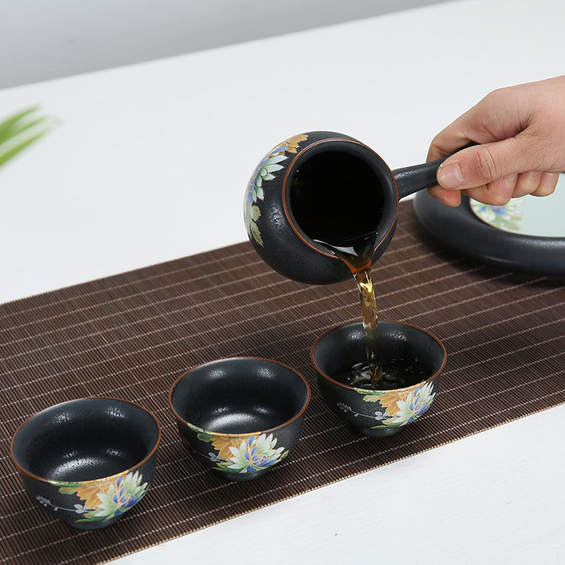 Iron Style Chinese Flowers Tea Set