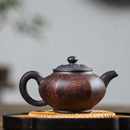 Old Purple Clay Hexagonal Teapot
