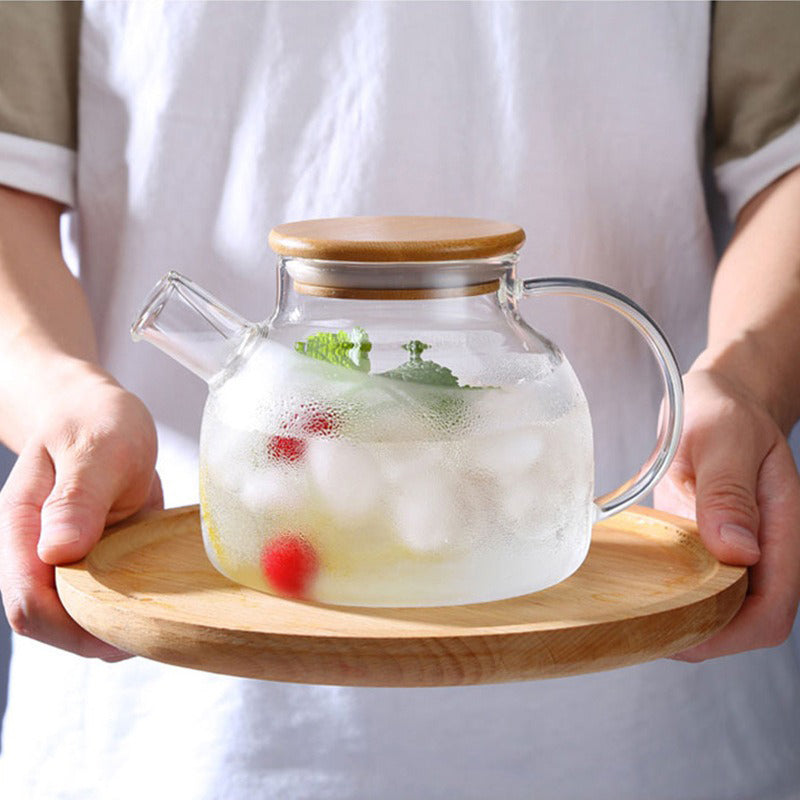 Glass Teapot With Bamboo Lid