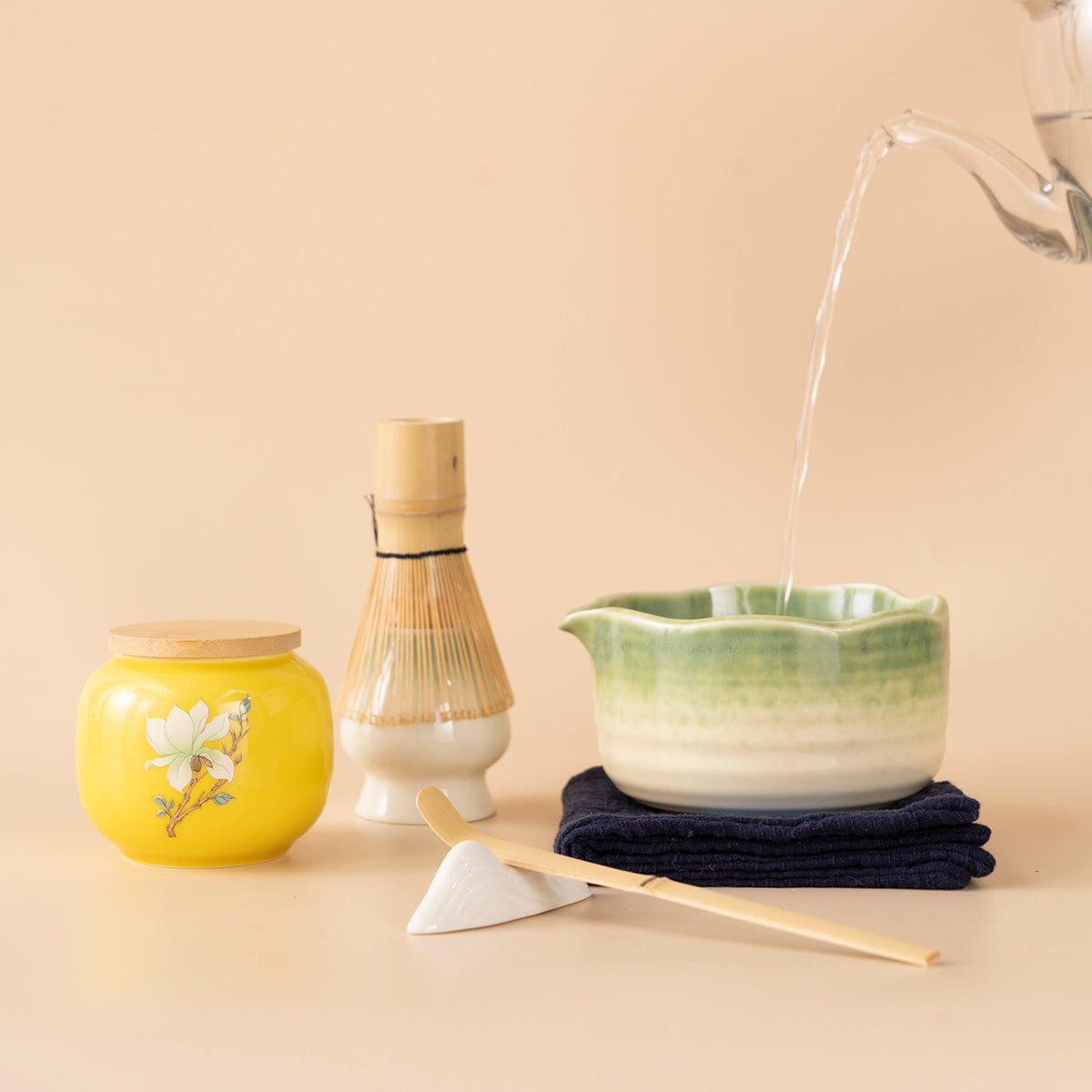 Japanese Kiln Changed Green Matcha Tea Set