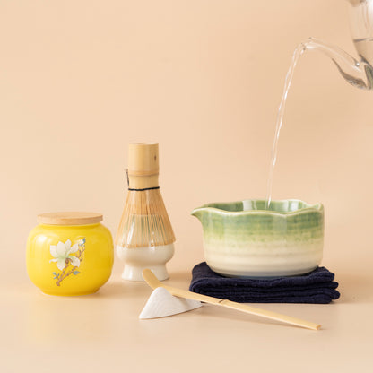 Japanese Kiln Changed Green Matcha Tea Set