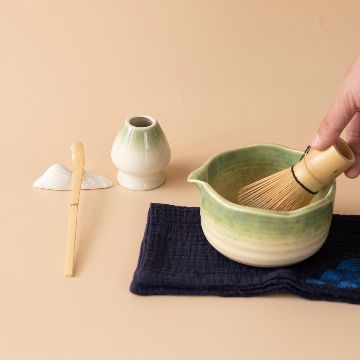 Japanese Kiln Changed Green Matcha Tea Set