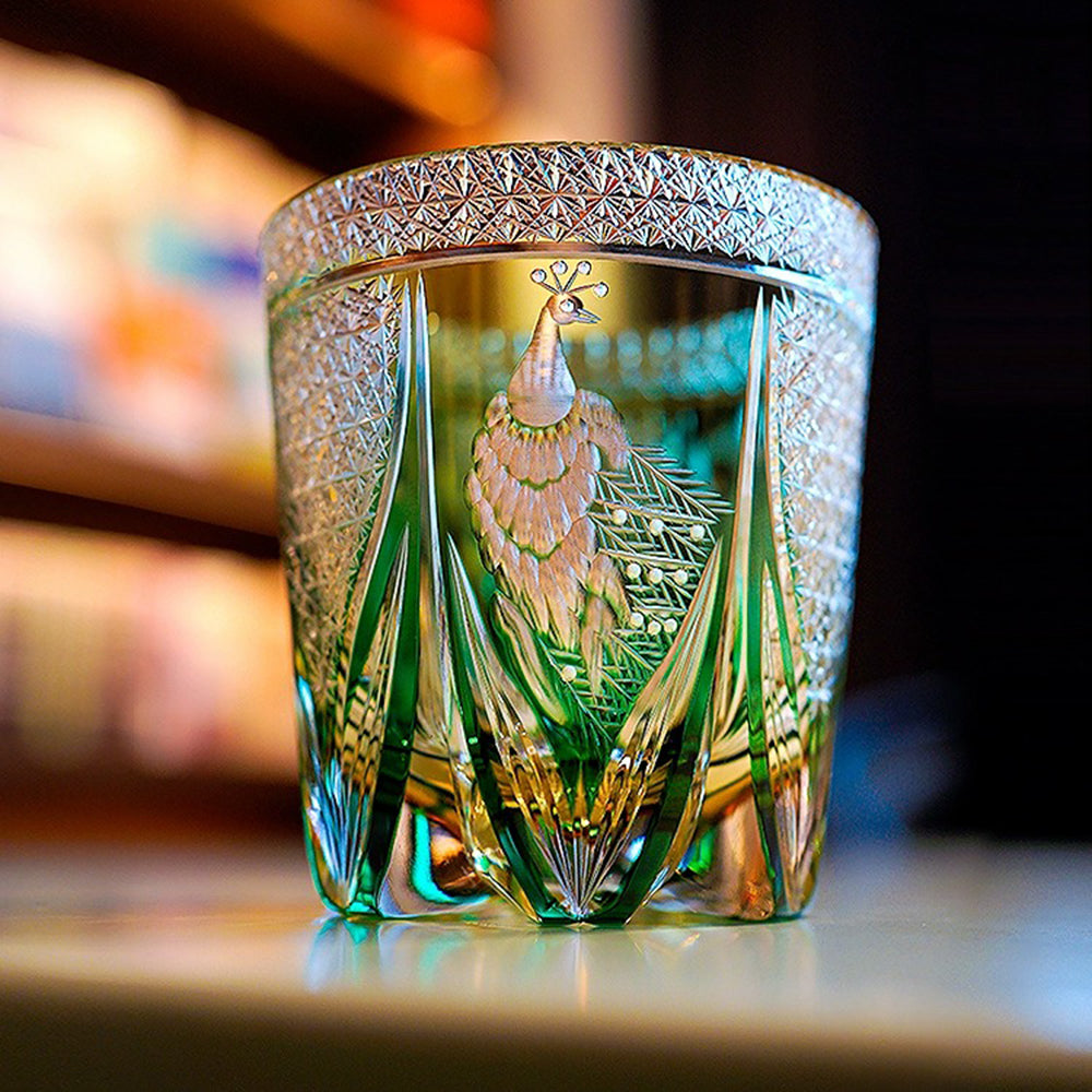 Edo Kiriko Handcrafted Violet Peacock Whisky Glass Tea Cup – Umi