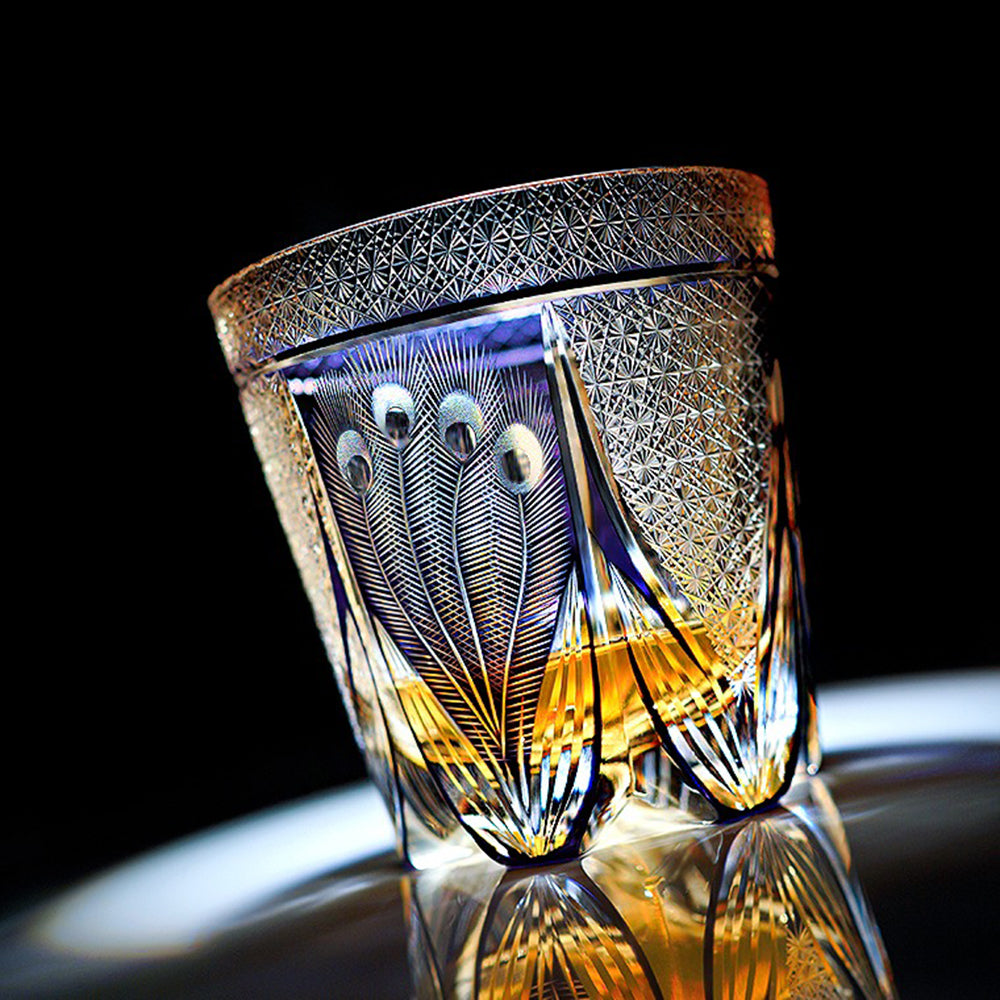 Edo Kiriko Handcrafted Violet Peacock Whisky Glass Tea Cup – Umi