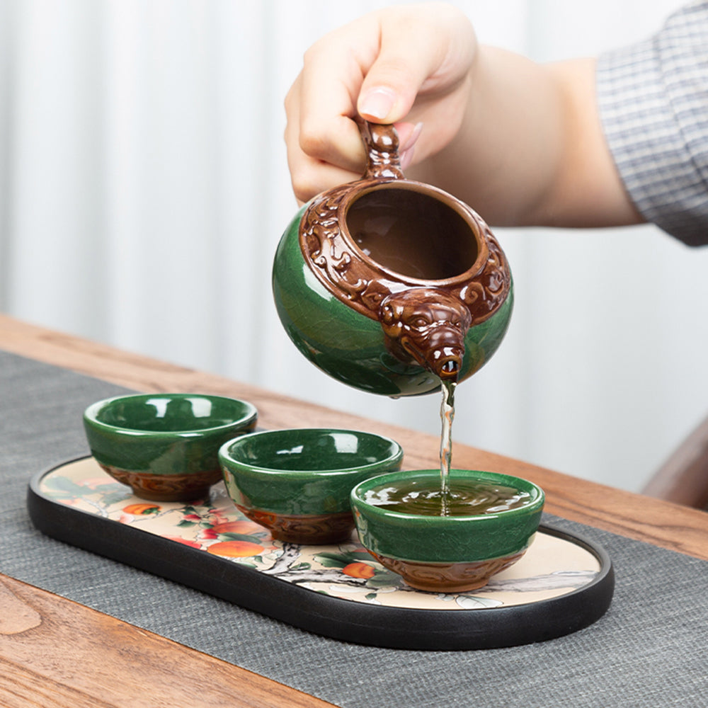 Green Ice Crack Tea Set With Dragon Tea Tray – Umi Tea Sets