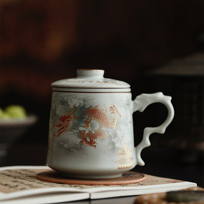 Chinese Ruyao Dragon Tea Cup With Infuser
