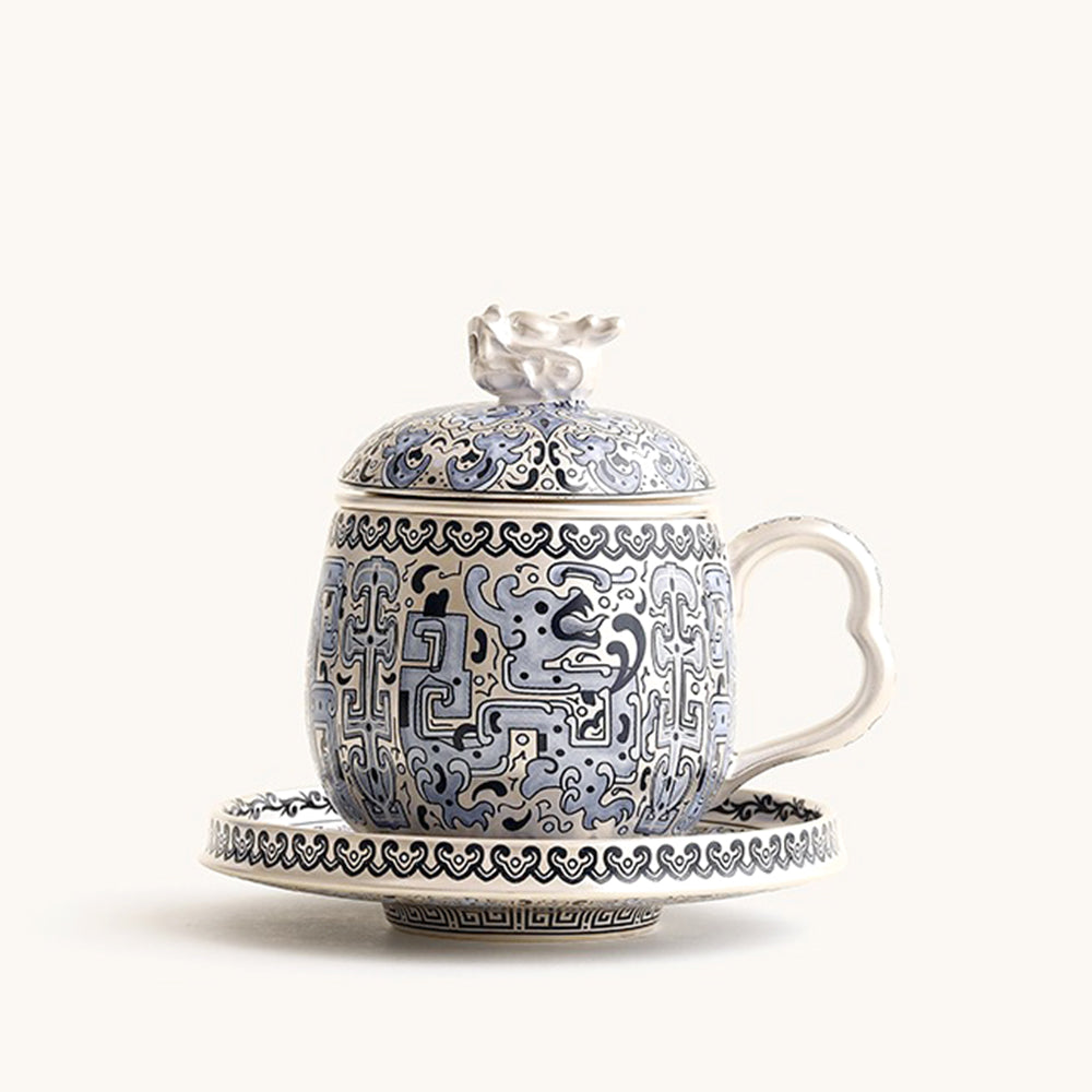 Chinese Taotie Sterling Silver Tea Cup