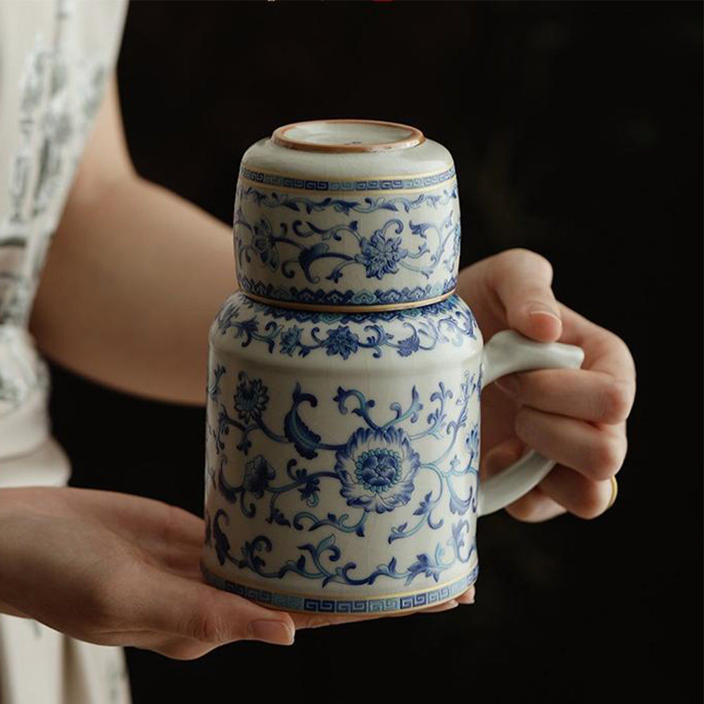 Blue And White Ruyao Twig Flowers Tea Cup Set – Umi Tea Sets