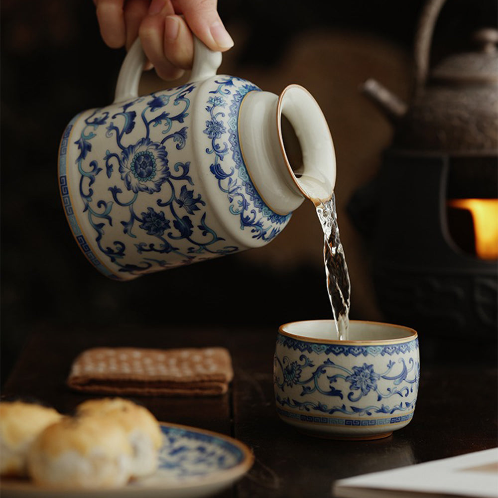 Blue And White Ruyao Twig Flowers Tea Cup Set – Umi Tea Sets